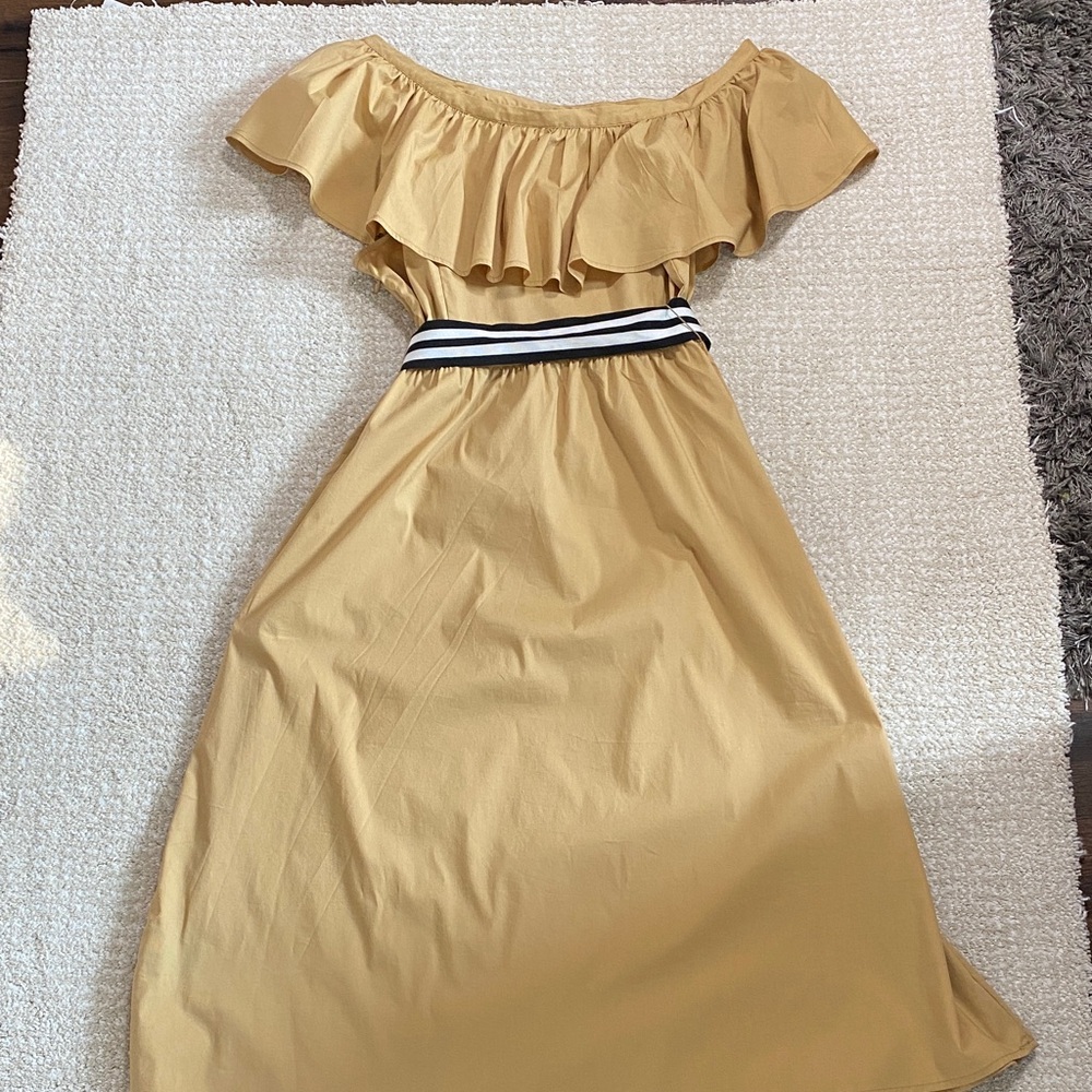 Who What Wear Tan Off-Shoulder Midi Dress - Picture 9 of 12